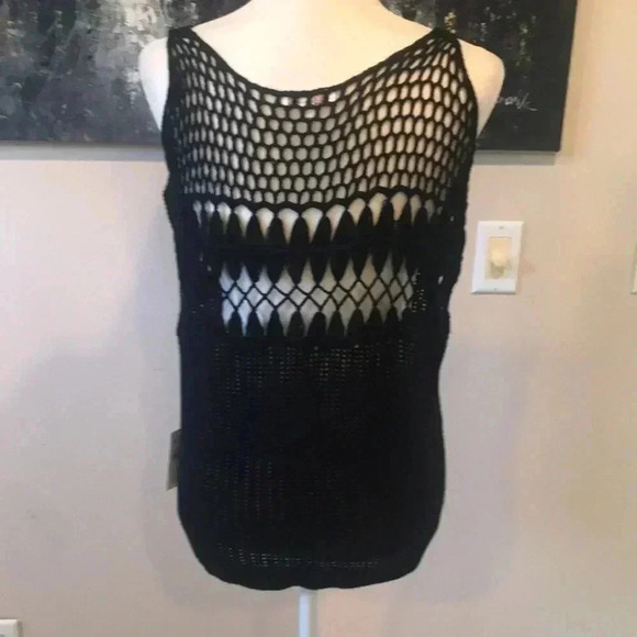 NWT Ella Moss Crotchet Top with Front and Side Cut Outs-Size M - Picture 2 of 6